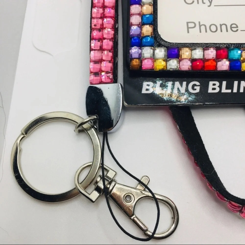 Lanyard & ID Tag Gemmed in Pink and Multi color. Brand new